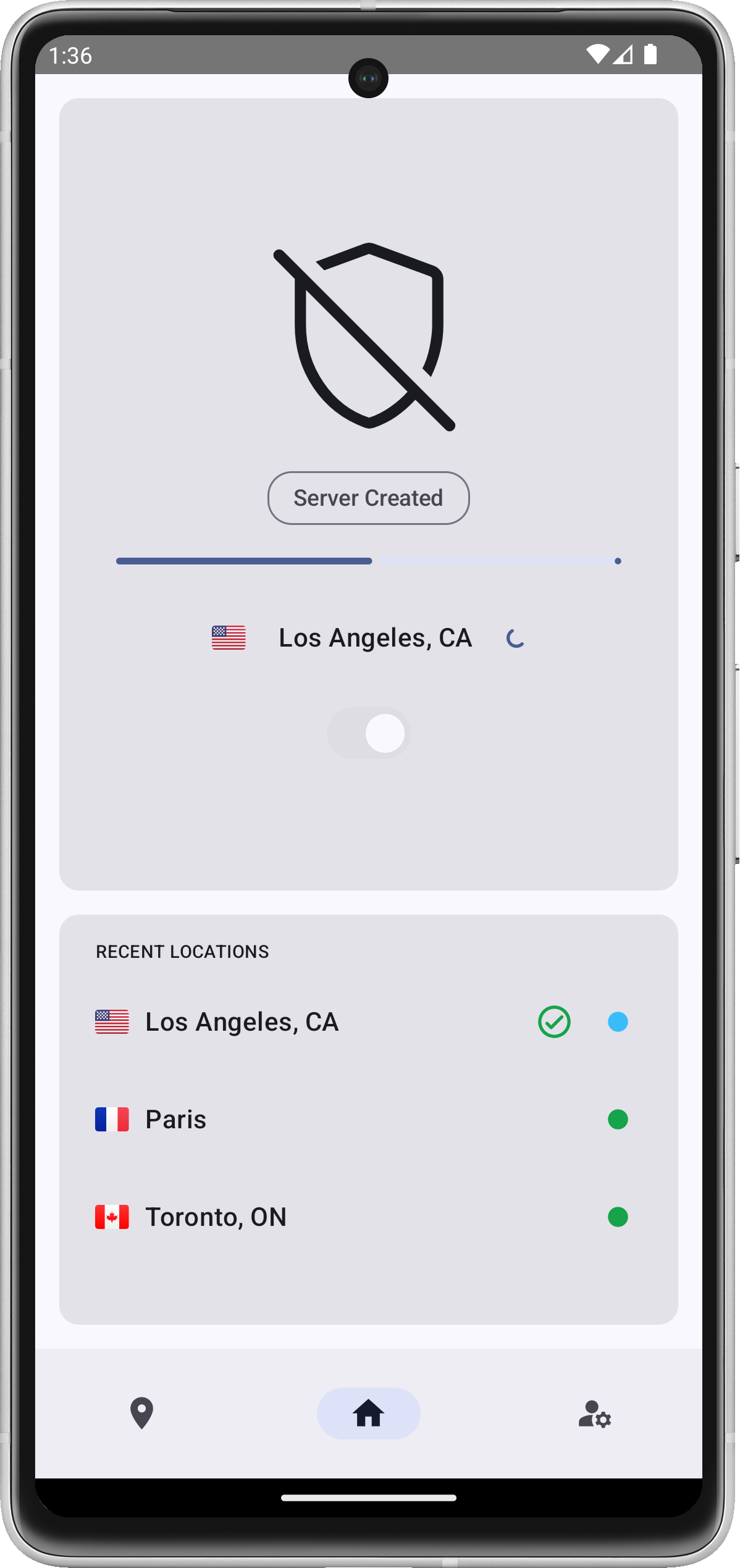 UpVPN Android - Server Created
